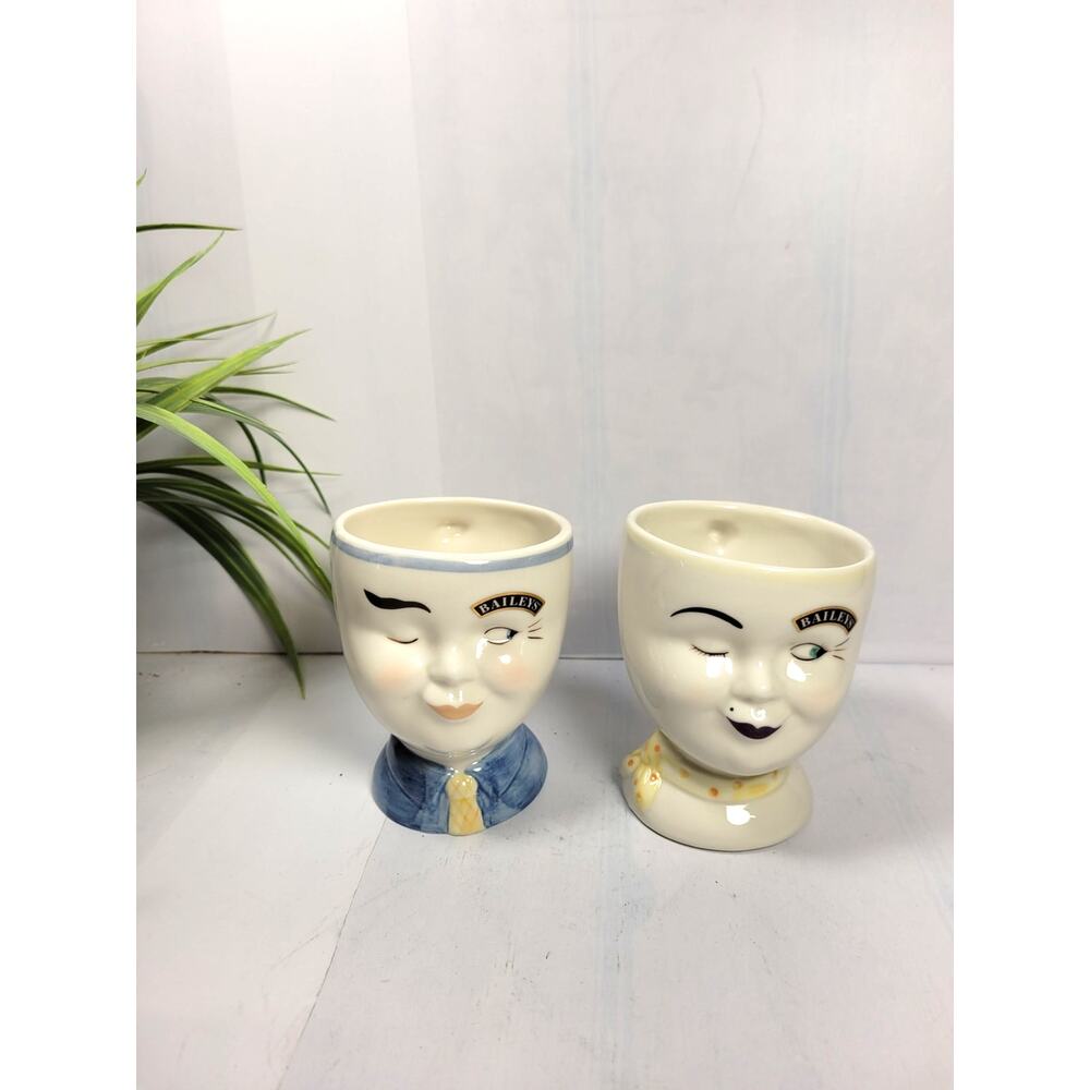 Vintage Baileys Irish Cream Winking Face Mugs Pair His Hers 1997 Yum Cups